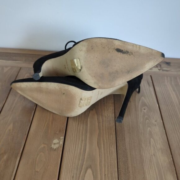 TopShop Black Strappy Faux Suede Lace up Heels 38/7.5 US - Picture 14 of 15